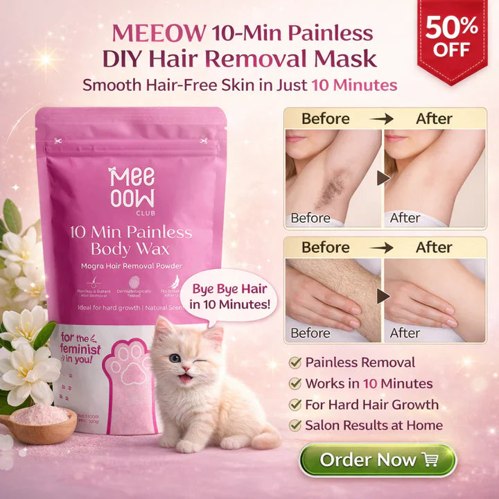 Meeow Hair Removal Wax | Painless Hair Removal Powder Mask |FREE shipping all over pakistan